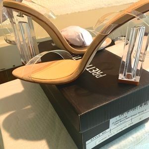 Women clear vinyl shoe w/3” heel.  Brand new never worn.